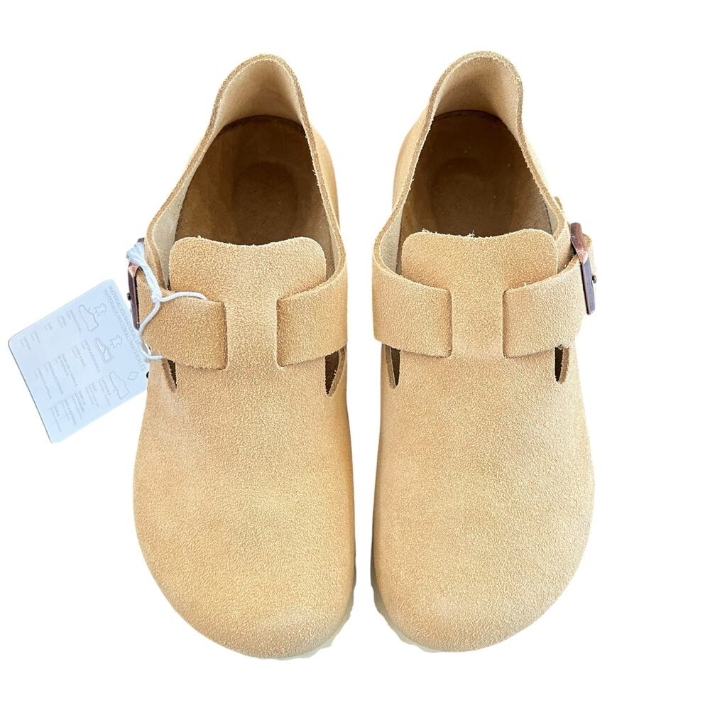 NWT Birkenstock London BS Latte Cream Suede Leather Clogs EU 36 US Women’s 5